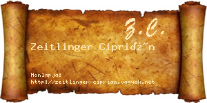 Zeitlinger Ciprián névjegykártya